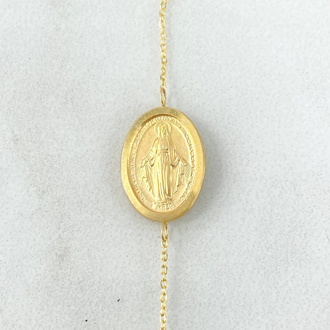 Pulso Denario Virgen Milagrosa 2.15gr / 16.5cm-18.5cm / Oro Amarillo 18K