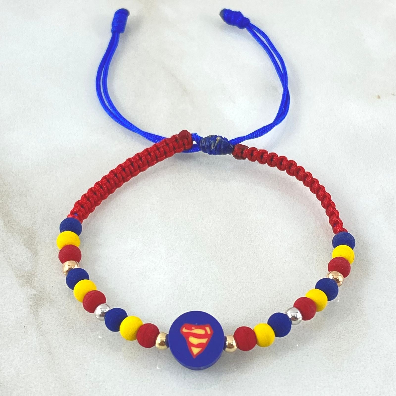 Pulsera Azul Triangulo Super Héroe 6 Und Oro 18K (A.C)
