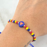 Pulsera Azul Triangulo Super Héroe 6 Und Oro 18K (A.C)