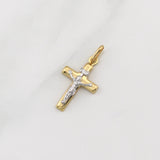 Dije Cruz Cristo 1.15gr / 2.7cm / Dos Oros Amarillo Blanco +4 18K ©