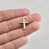 Dije Cruz Cristo 1.15gr / 2.7cm / Dos Oros Amarillo Blanco +4 18K ©