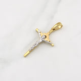 Dije Cruz Cristo 5.85gr / 5cm / Dos Oros Amarillo Blanco +4 18K
