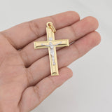 Dije Cruz Cristo 2.95gr / 5cm / Dos Oros Amarillo Blanco +4 18K ©
