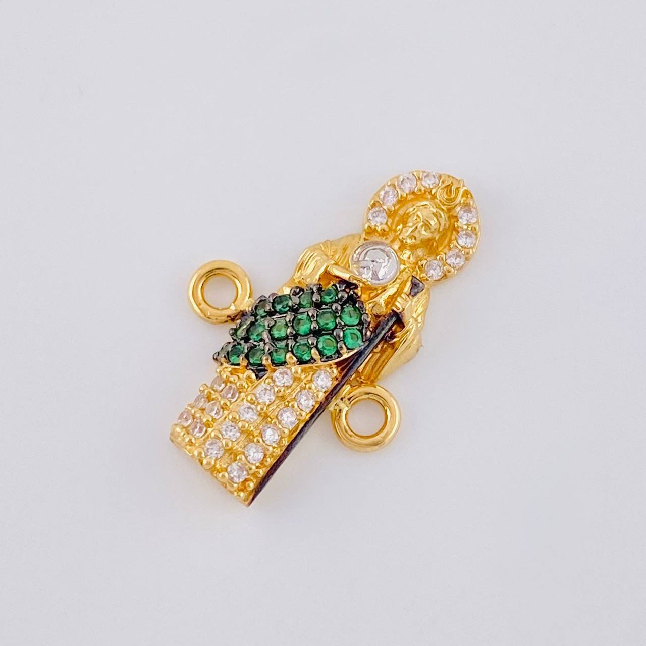 Herraje San Judas 1.65 g / 1.2 cm Dos Oros Amarillo Blanco 18K