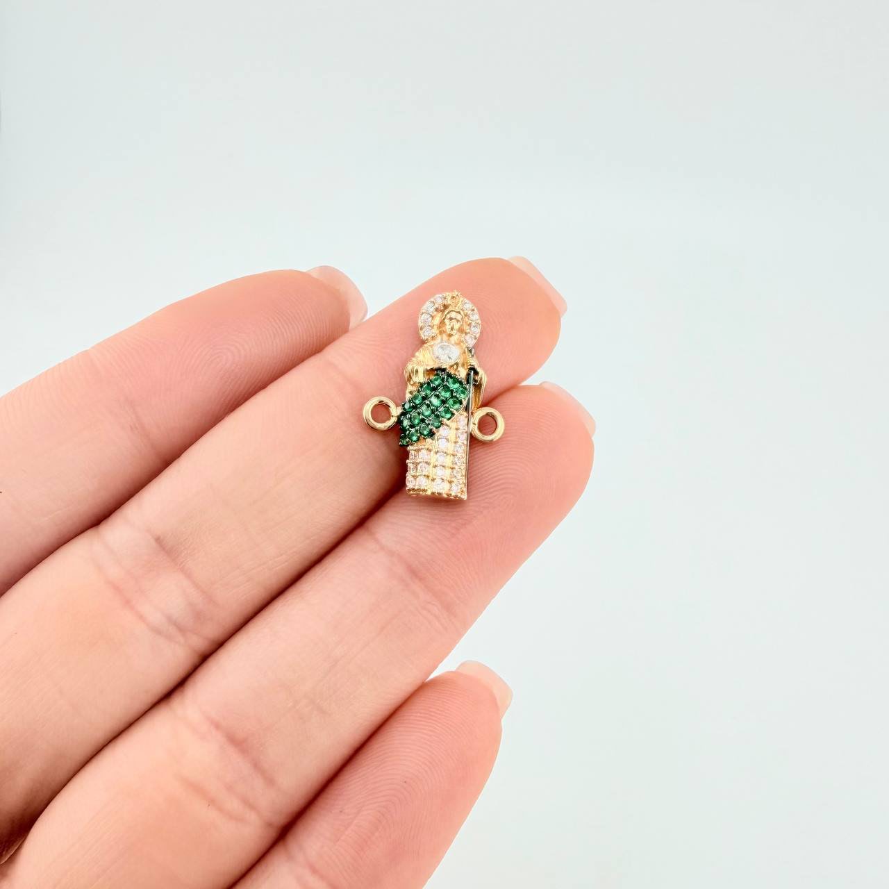 Herraje San Judas 1.65 g / 1.2 cm Dos Oros Amarillo Blanco 18K