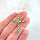 Dije Crúz Baculada 3gr / 4.6cm / Esmeraldas 1.21 Qts Oro Amarillo 18K (Joya) *