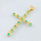 Dije Crúz Baculada 3gr / 4.6cm / Esmeraldas 1.21 Qts Oro Amarillo 18K (Joya) *