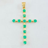 Dije Crúz Baculada 3gr / 4.6cm / Esmeraldas 1.21 Qts Oro Amarillo 18K (Joya) *