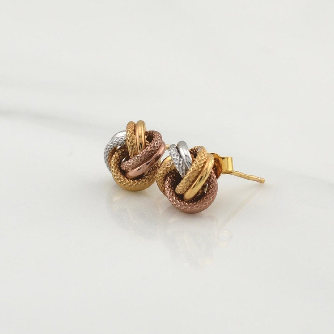 Topos Helice Semi Diamantado 1.75gr / 13mm Tres Oros +4 18K ©
