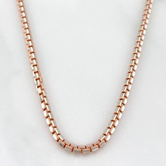 Cadena Veneciana 17.8 g / 60.2 cm / 2 mm Dos Oros Blanco Rosa 18K