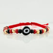 Pulsera Tejida Roja Ojo Turco Oro Amarillo 18K