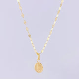 Set Cadena Flor Espejo + Dije Virgen de Guadalupe / 1.25g / 45cm Oro Amarillo 18K
