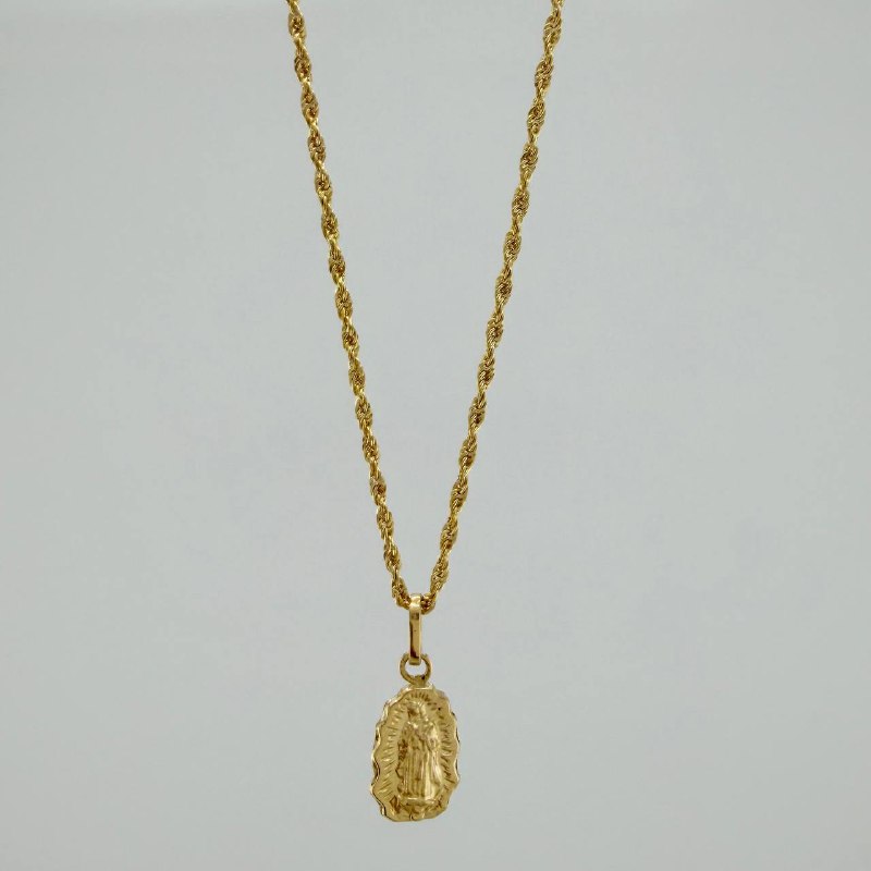 Set Cadena Lazo + Dije Virgen De Guadalupe / 1,35 gr / 45 cm Oro Amarillo 18K