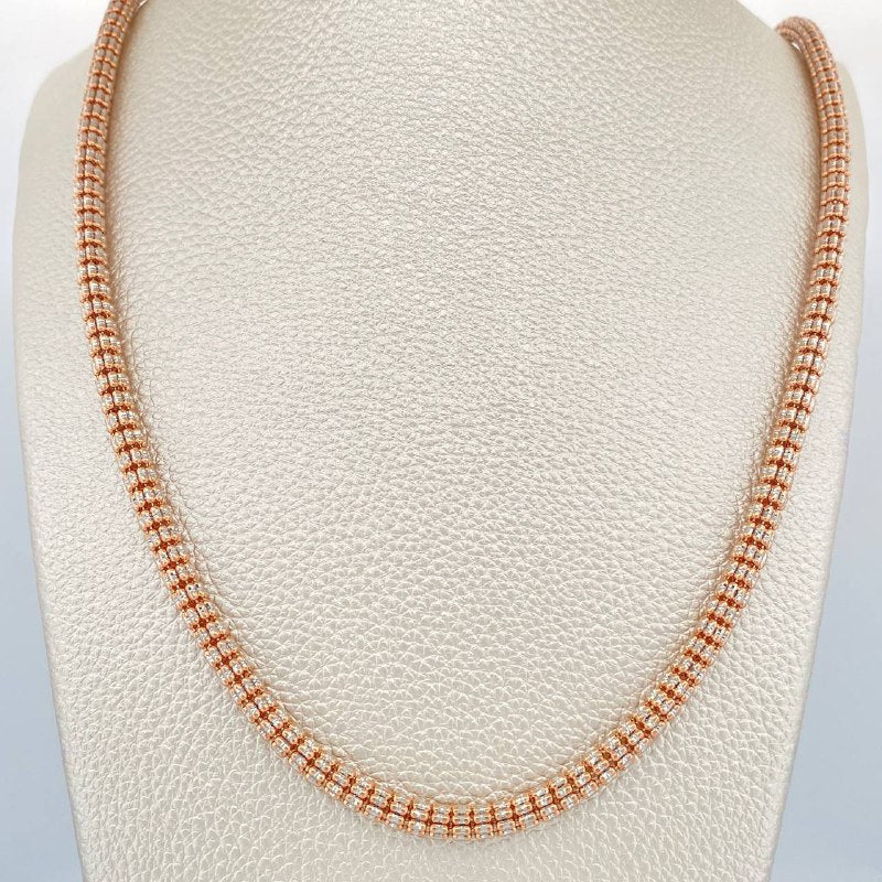 Cadena Ice 35.3gr / 66.5cm / 4.4mm Dos Oros Blanco Rosa +4 14K Italy &