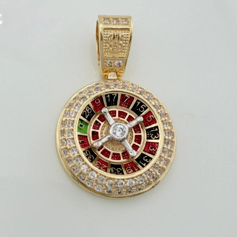 Dije Ruleta Casino Movil 4.55 g / 2.5 cm Dos Oros Amarillo Blanco 18K