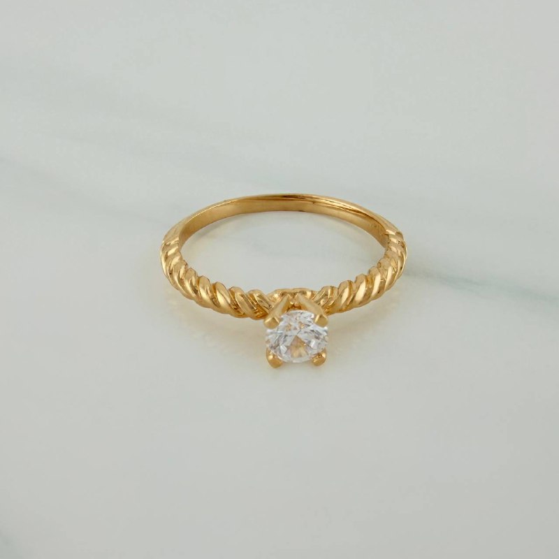 Anillo Solitario Trenzado 2.35gr / T7 1/4 / 2.4cm / Oro Amarillo 18K $
