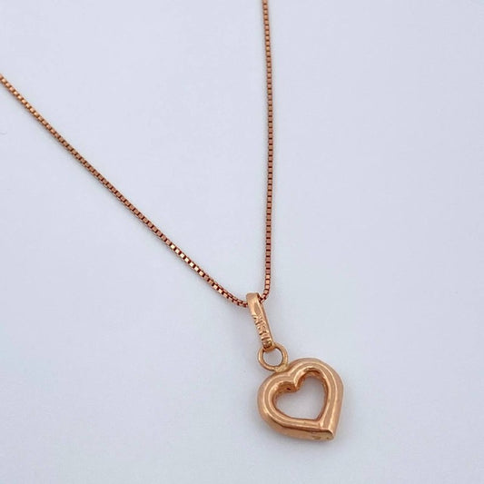 Set Cadena y Dije Veneciana + Silueta Corazon 1.75gr / Oro Rosa 18K (Oferta) $