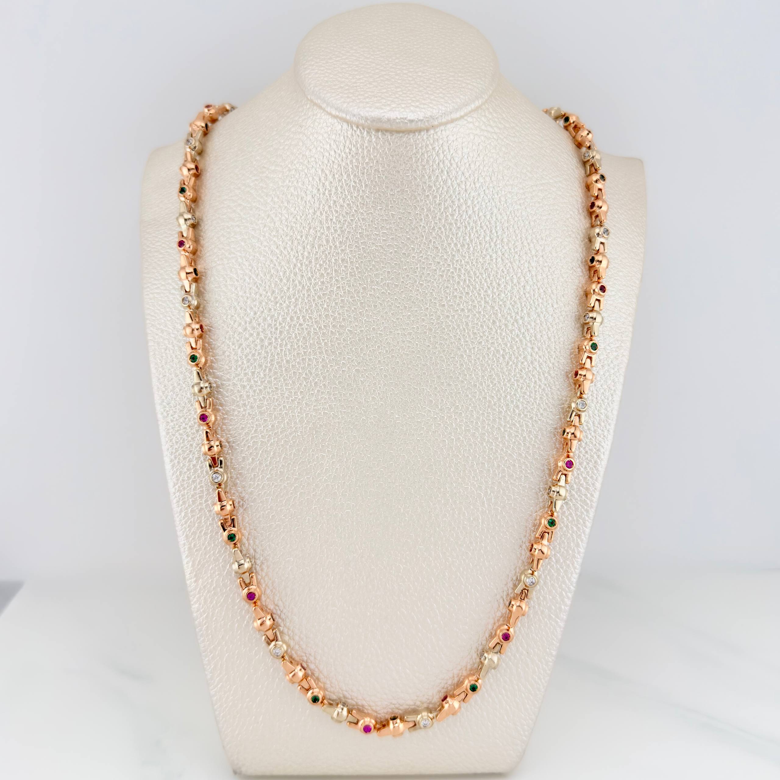 Cadena Rustica Burbujas 86.1 g / 71 cm / 4.65 mm Dos Oros Blanco Rosa 18K
