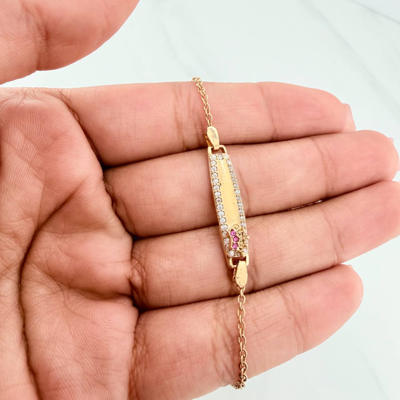 Pulso Bebé Placa Bebe Aro Seguido Corona 2.9 g / 13.8 cm / 0.75 mm Oro Amarillo 18K