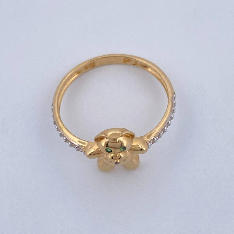 Anillo Oso Corbatin 2.4gr / T6 1/2 / Dos Oros Amarillo Blanco 18K &