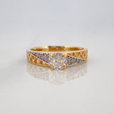 Anillo Solitario Enmallado 3.2 g / T7 Dos Oros Amarillo Blanco 18K