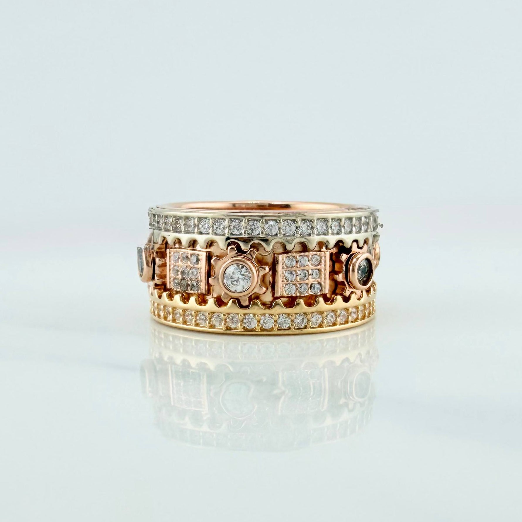 Anillo Mecanico Movil 13.25 g / T8 1/4 Tres Oros 18K
