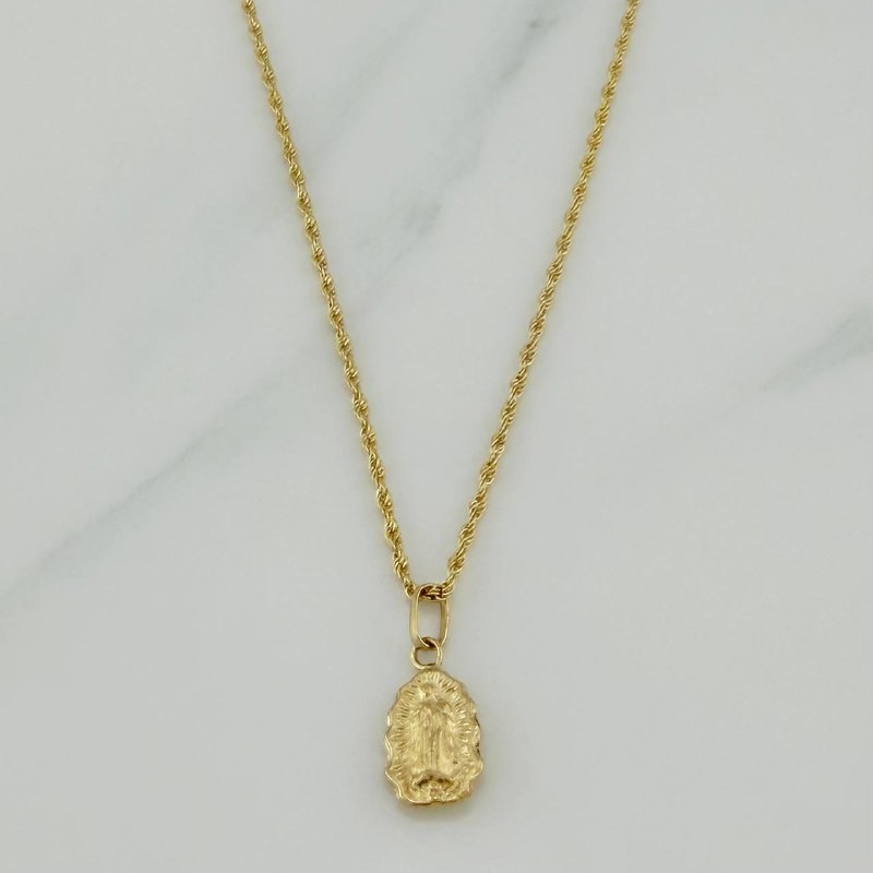 Set Cadena Lazo + Dije Virgen De Guadalupe / 1,35 gr / 45 cm Oro Amarillo 18K