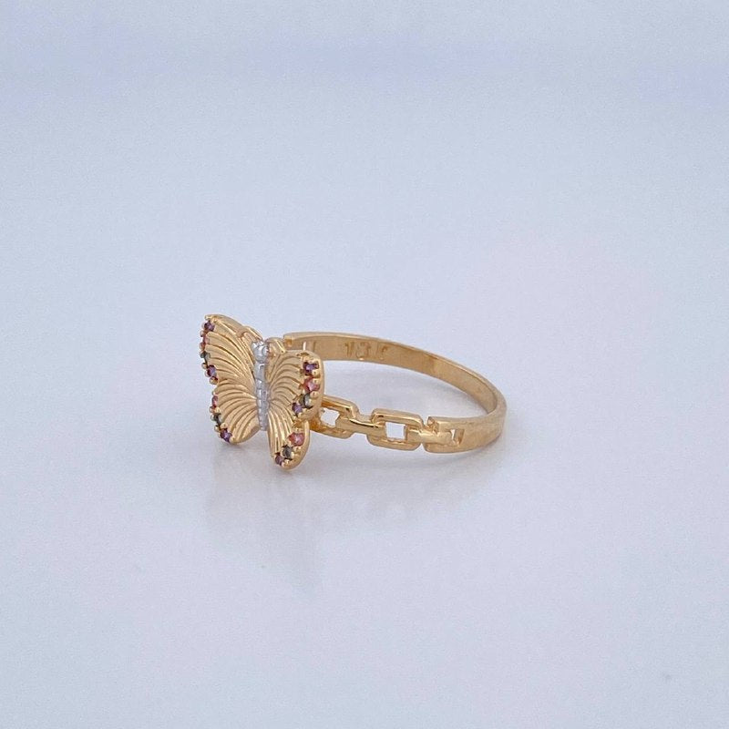 Anillo Mariposas En Relieve 2.45gr / T6 / Oro 18K $