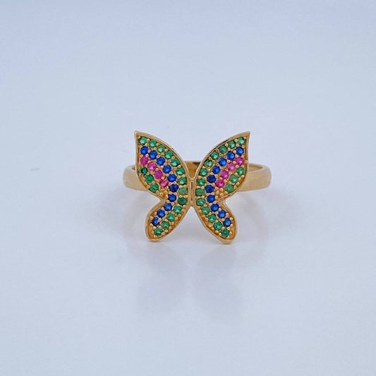 Anillo Mariposas En Relieve 2.5gr / T6 1/4 / Oro 18K $
