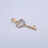 Dije Llave Corazon 1.3gr / 3cm / Oro 18K &