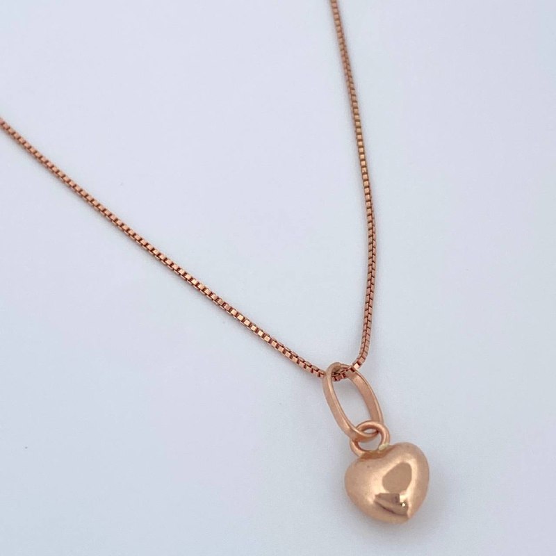 Set Cadena y Dije Veneciana + Corazon 1.6gr / Oro Rosa 18K (Oferta) $