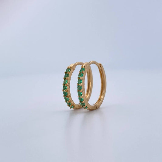 Candongas Carril Esmeralda 1.9gr / 1.5cm / Oro Amarillo 18K %