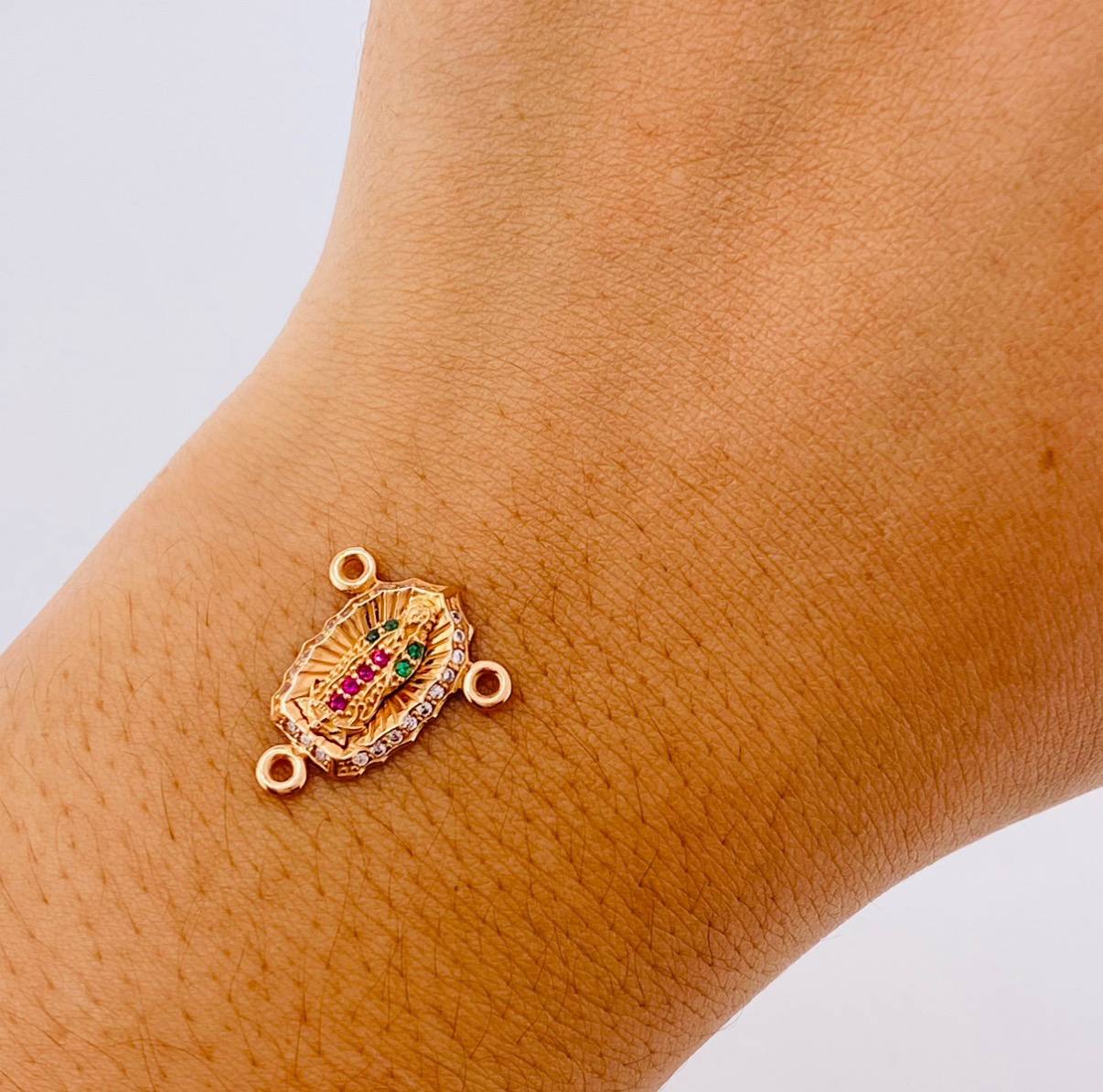 Herraje Crucero Virgen de Guadalupe 1.2g / 1.5cm Oro Rosa 18K