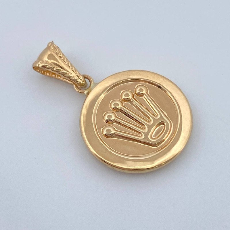 Dije Medalla Corona Rx 1.4gr / 2.5cm / Oro Amarillo 18K &