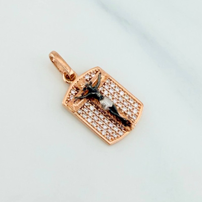 Dije Placa Cruz Cristo Milagroso De Buga 2.7 g / 2.3 cm Tres Oros 18K