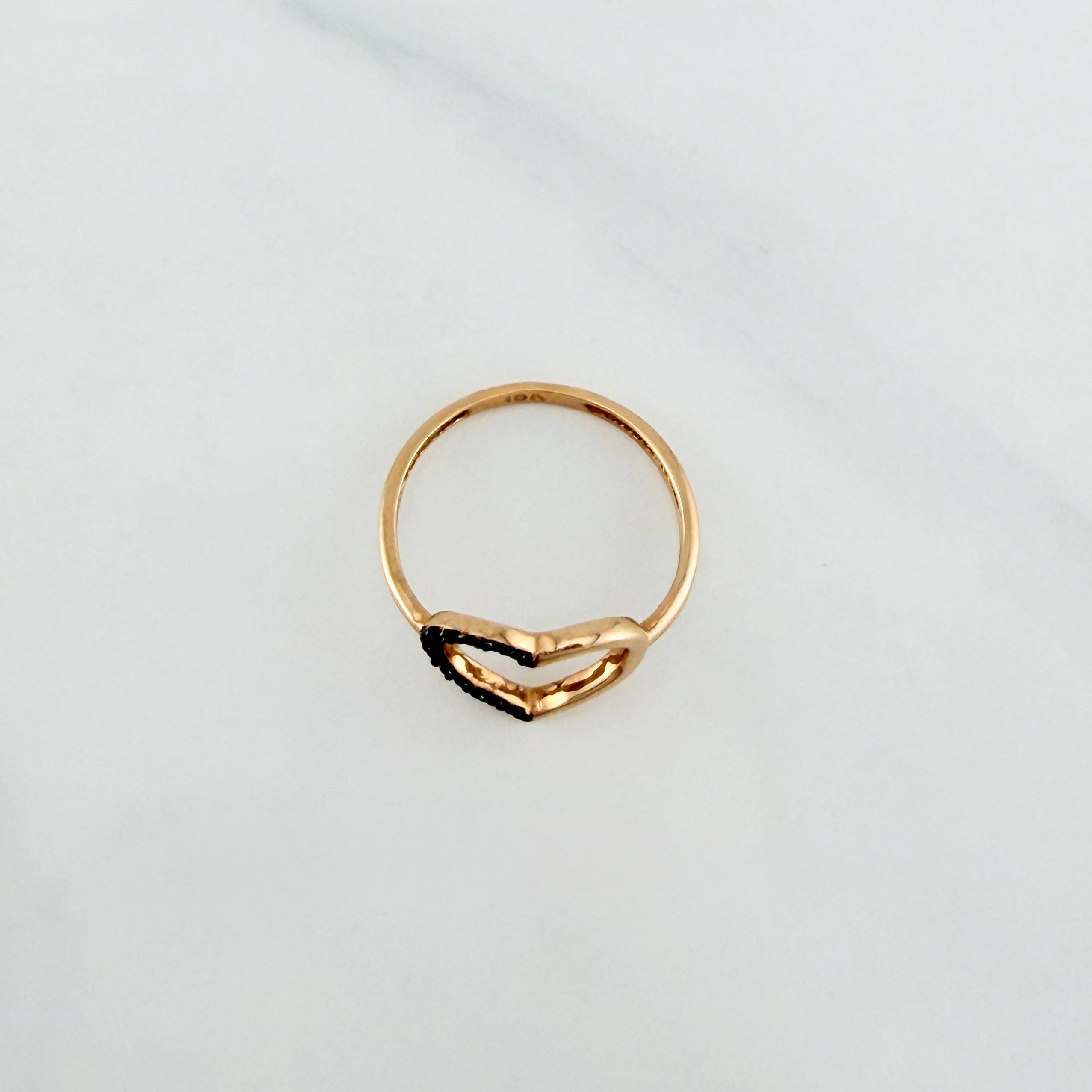 Anillo Silueta Corazon 1.45 g / T5 3/4 Dos Oros Negro Amarillo 18K