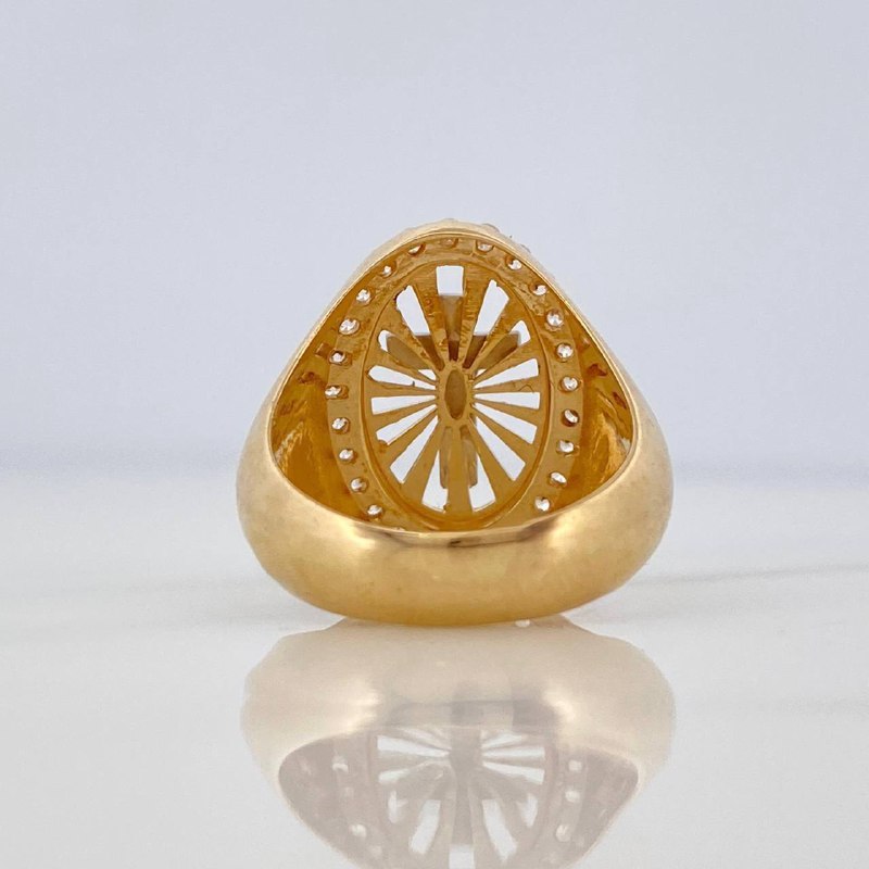 Anillo Cruz Cristo 6.45 g / T5 1/2 Dos Oros Amarillo Blanco 18K