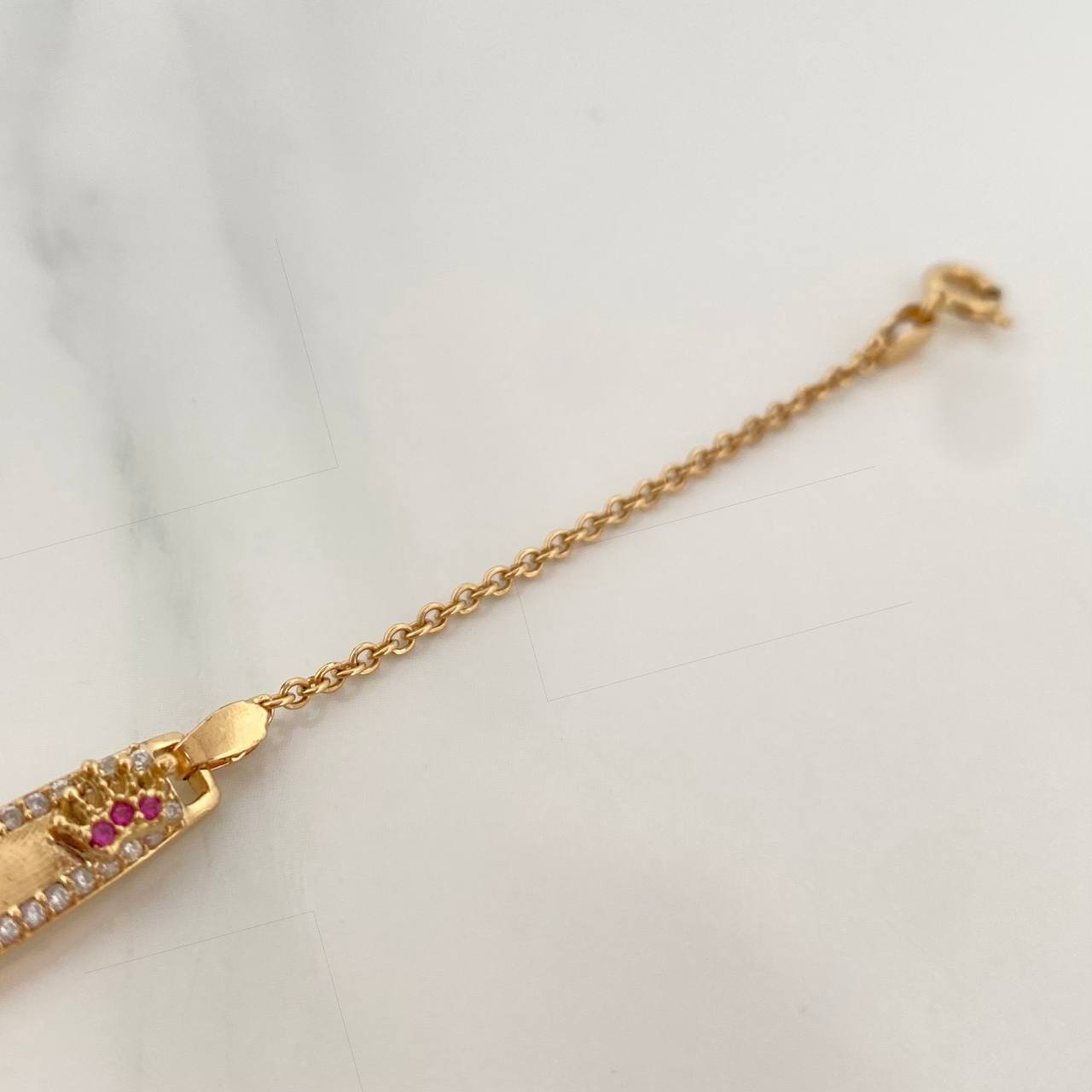 Pulso Bebé Placa Bebe Aro Seguido Corona 2.9 g / 13.8 cm / 0.75 mm Oro Amarillo 18K