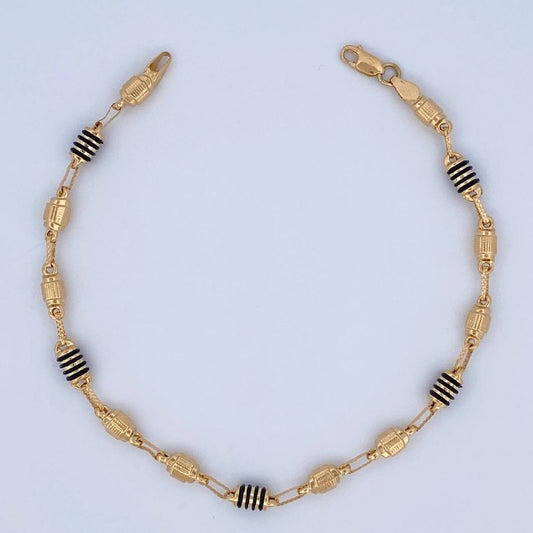 Tobillera Rustica Barril 5.85gr / 24.5cm / Oro 18K &