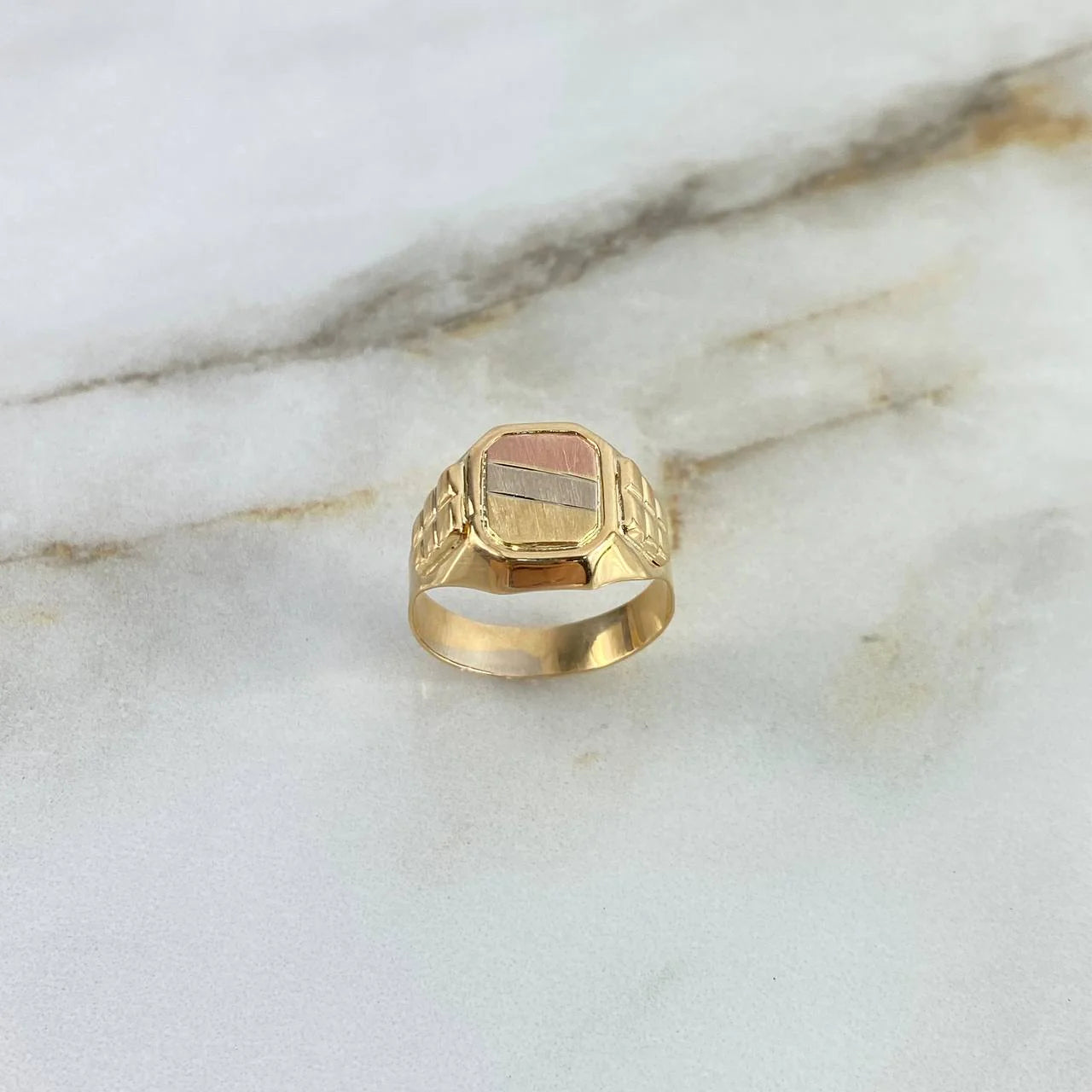 Anillo Sello 4.45gr / T9 1/2 / Punteado Tres Oros &