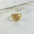 Anillo Sello Trinity 4.05gr / 11 1/4 / Relieve Circón Blanco Verde Oro Amarillo &