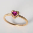 Anillo Corazón 2gr / T7 1/4 / Circones Blancos Fucsia Oro Amarillo $