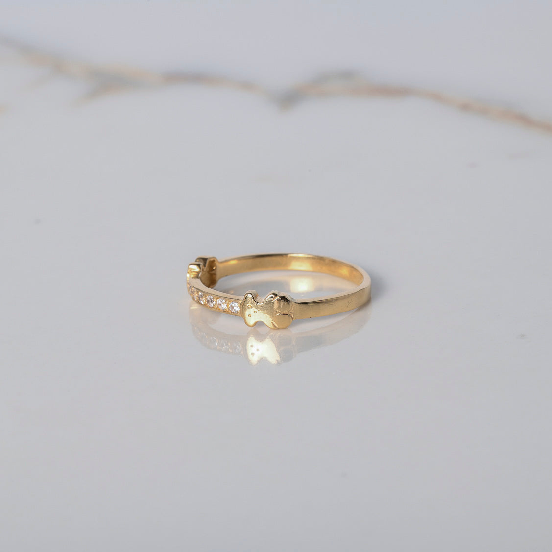 Anillo Osos Ts 3.1gr / T10 / Circones Blancos Oro Amarillo $