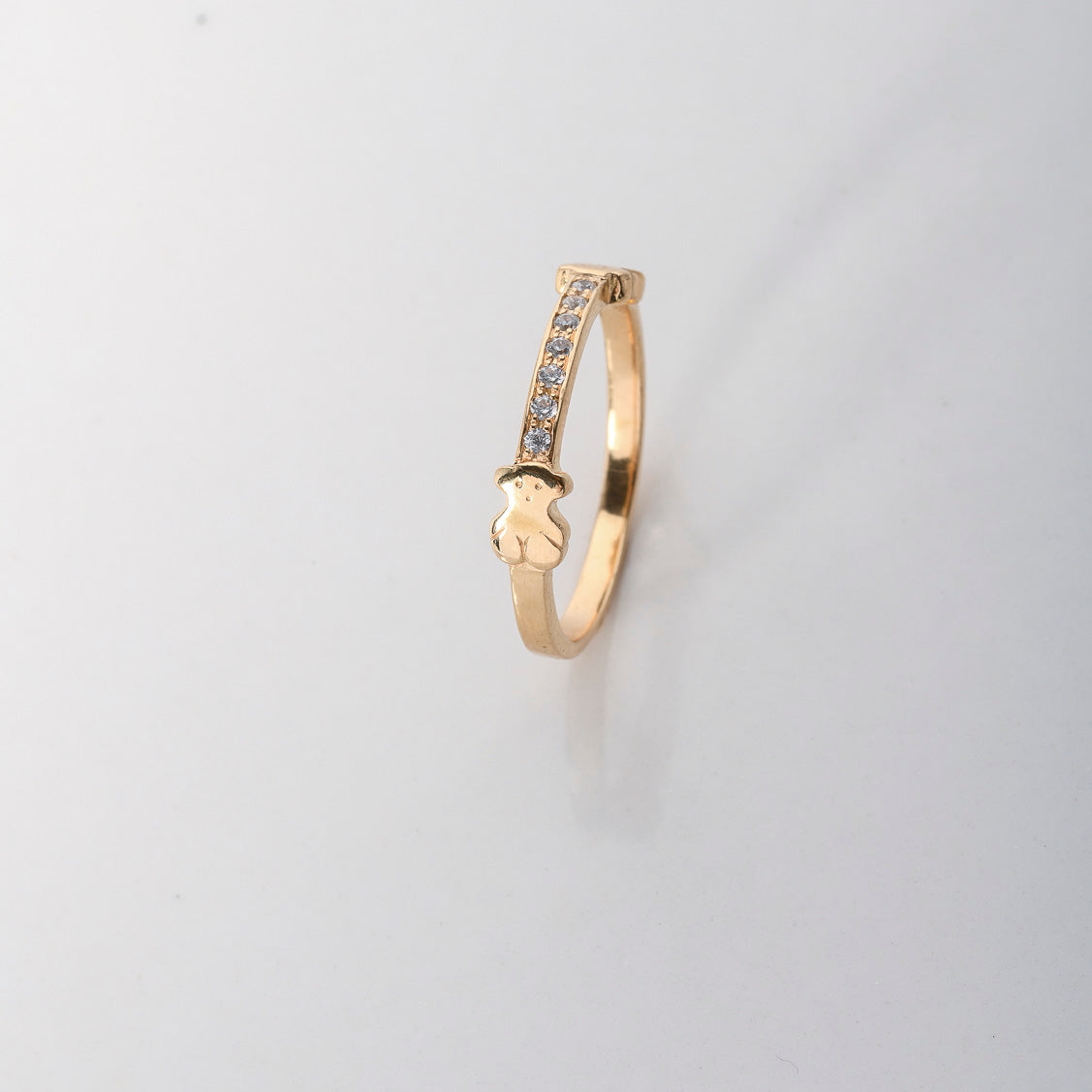 Anillo Osos Ts 3.1gr / T10 / Circones Blancos Oro Amarillo $