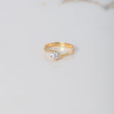 Anillo Linea Invertida 2.15gr / T6 / Solitario Circon Blanco Oro Amarillo $