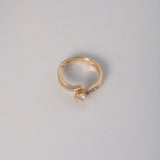 Anillo Solitario Lineas Curvas 3gr / T7 / Circones Blancos Dos Oros Amarillo Blanco $