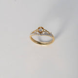 Anillo Tiara Gota Invertida 2.25gr / T6 1/2 / Circones Blancos Dos Oros Amarillo Blanco $