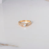 Anillo Solitario Puente 3.3gr / T6 / Circones Blancos Oro Amarillo $