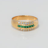 Anillo Rustico 3.4gr / T8 1/2 / Circones Blancos Verdes Oro Amarillo $