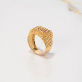 Anillo Búho Texturizado 6.4gr / T9 1/2 / Circones Negros-Verdes-Fucsias-Blancos Oro Amarillo $